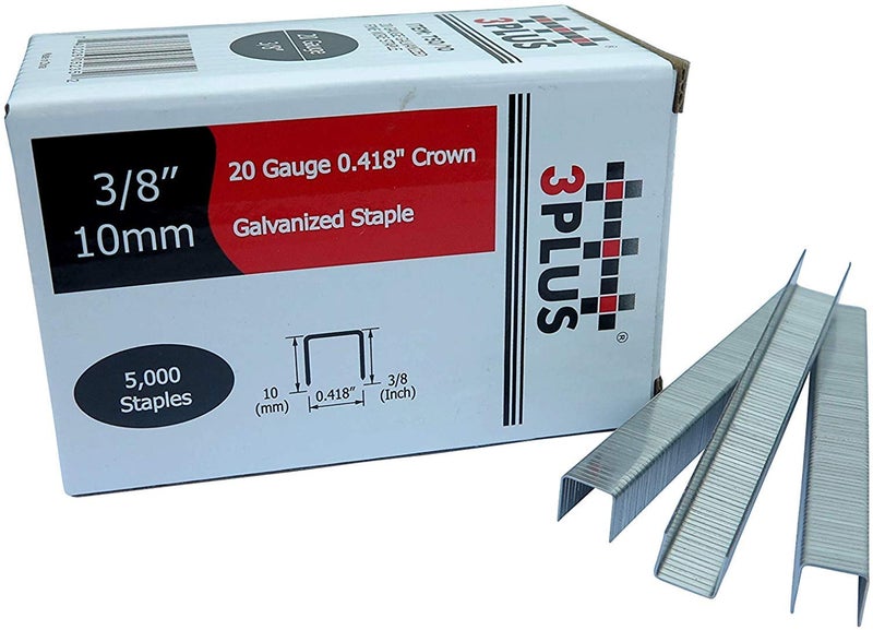 3PLUS T50/10 20 Gauge 3/8-Inch (10.6mm) Crown 3/8-Inch Leg Length Galvanized Fine Wire Staples, 5,000 per Box - Image 2