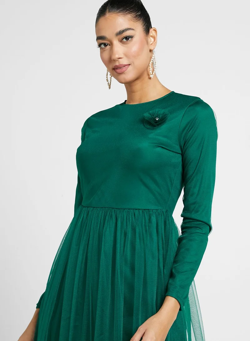Khizana Emerald Tulle Dress
