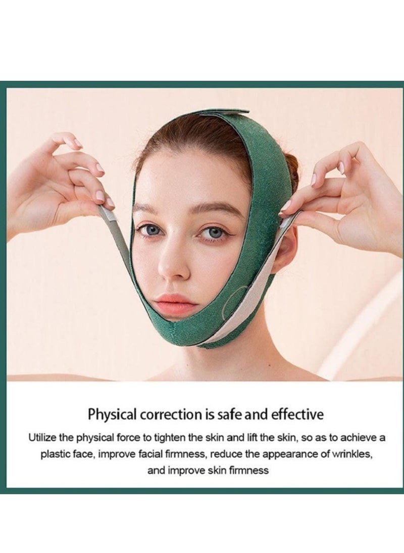 Generic - Chin and face corset to tighten the skin and prevent sagging. Suitable for daily use. Green colour - Image 1