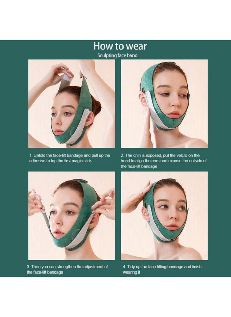 Generic - Chin and face corset to tighten the skin and prevent sagging. Suitable for daily use. Green colour - Image 1
