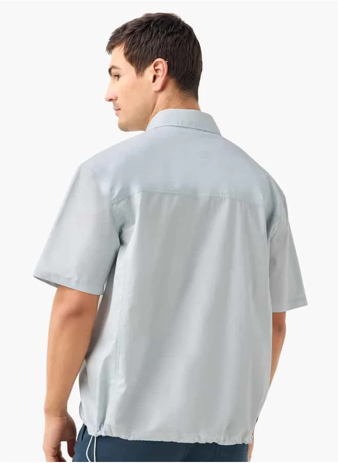 Iconic Iconic Collar Shirt with Short Sleeves and Drawstring Hem Detail