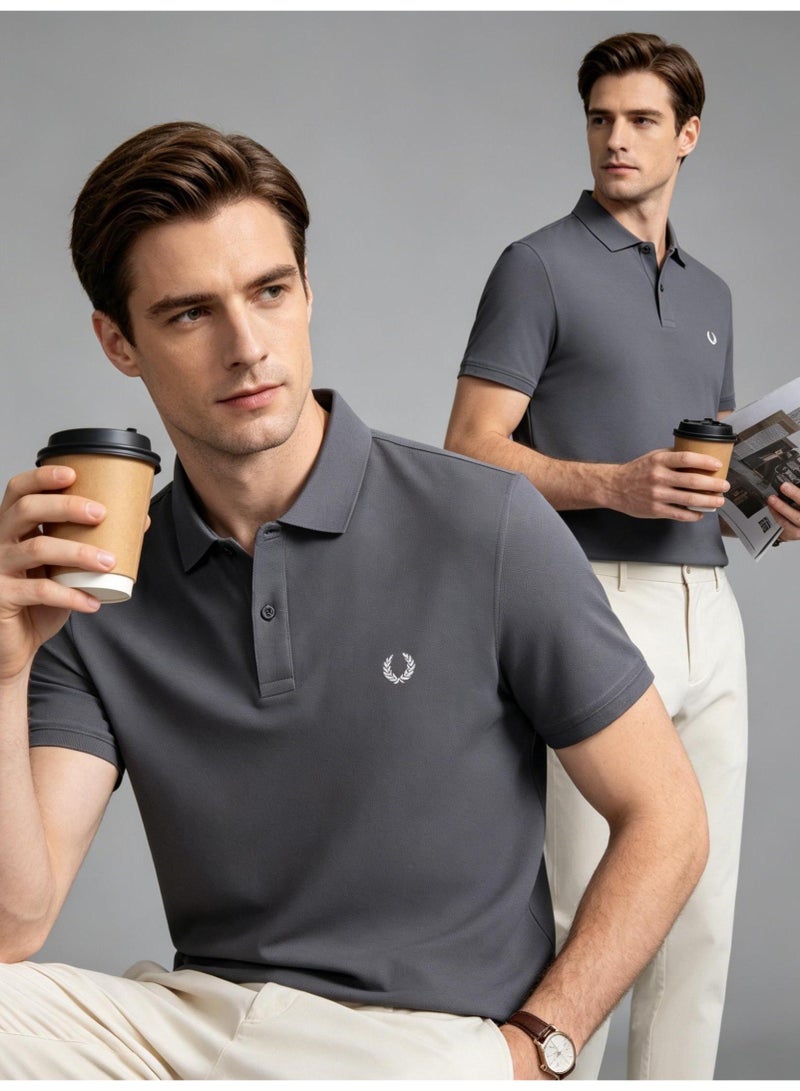 فريد بيري FRED PERRYPolo shirt for men and women summer solid color beaded cotton lapel short sleeve business commuter Joker shirt - Image 1