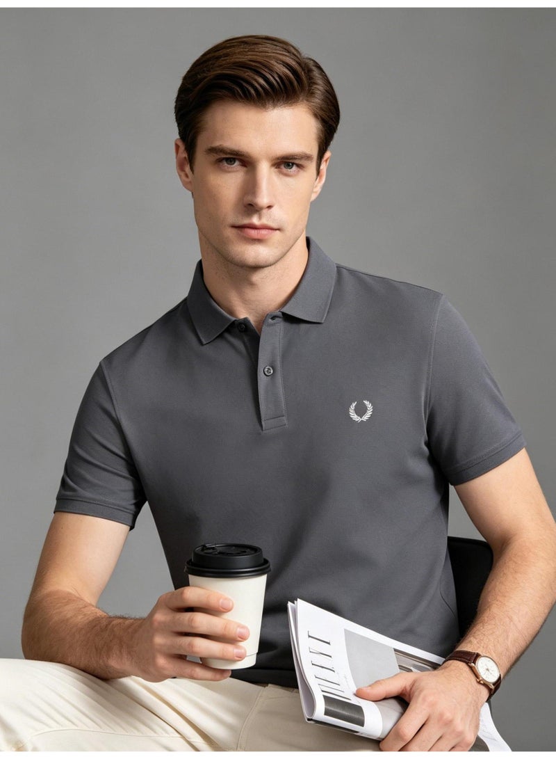 فريد بيري FRED PERRYPolo shirt for men and women summer solid color beaded cotton lapel short sleeve business commuter Joker shirt - Image 3