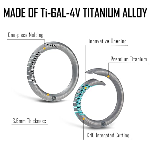 KeyUnity KA34 Titanium Round Carabiner Key Ring, Quick Release Snap O ring Clip for Home Car Office Keys - Image 5