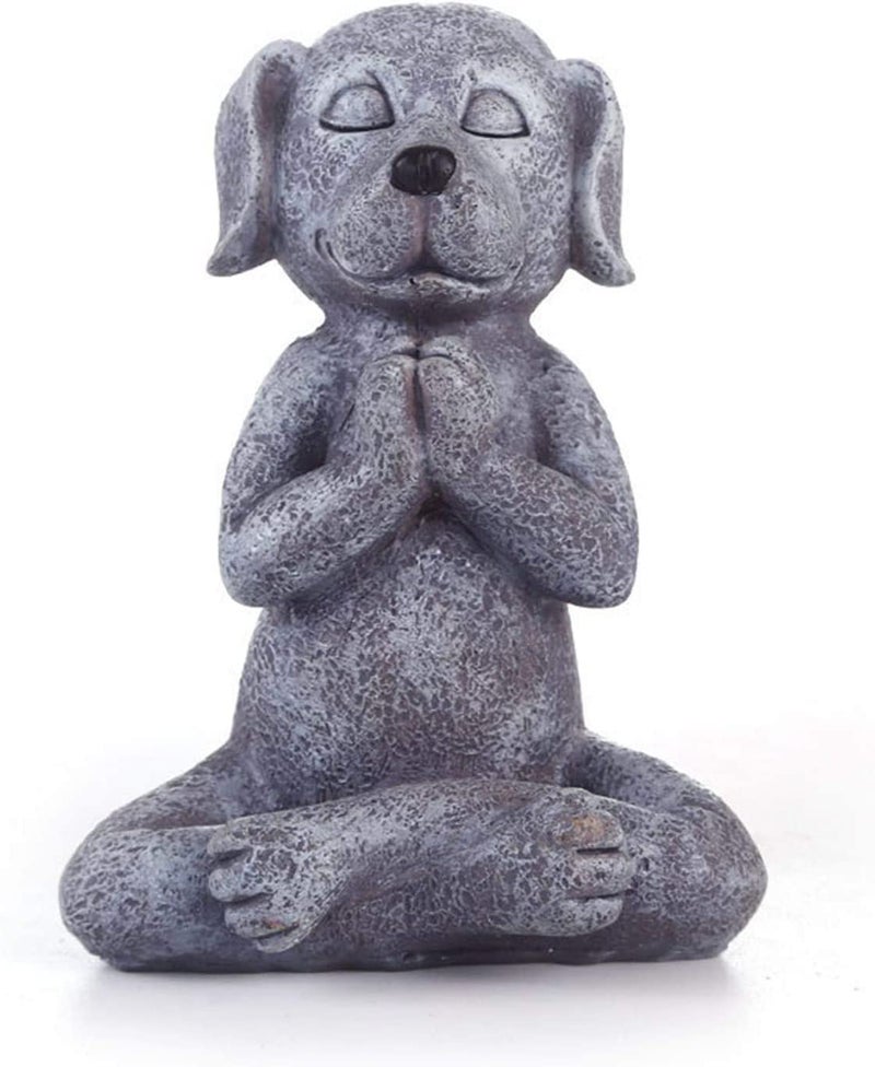 Meditating Dog Statue Buddha Zen Dog Namaste Top Collection Tranquility and Peacefulness for Your Fairy Garden 4 Inches Tall Miniature Gnome Figurine