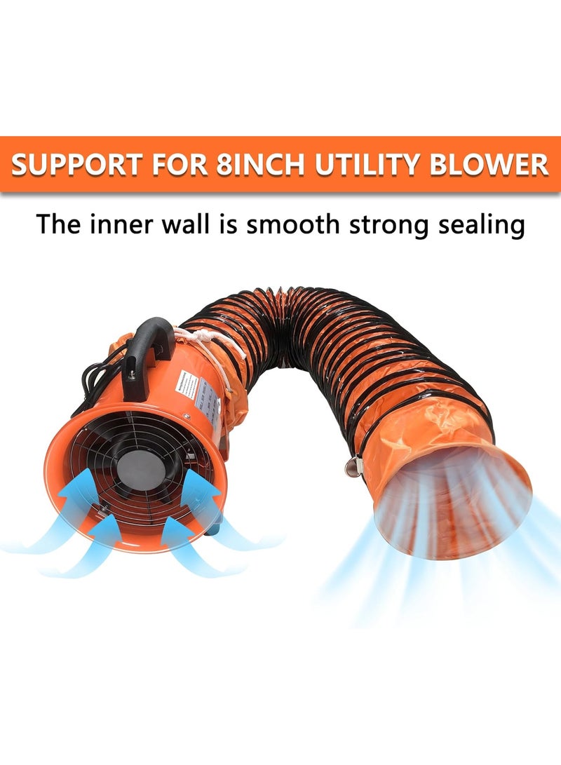 HYITCL 16FT Ducting Hose 8 Inch PVC Flexible Duct Hosing with Adjustable Rope for Utility Blower Exhaust Fan - Image 5