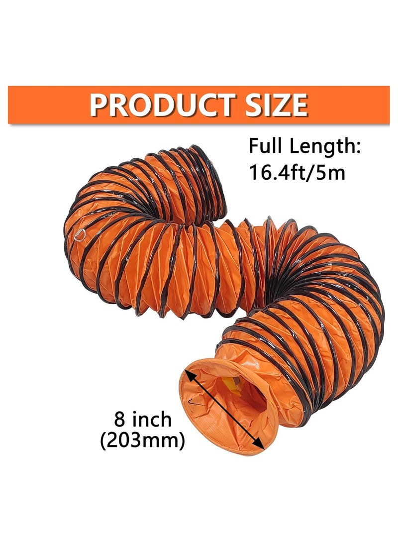 HYITCL 16FT Ducting Hose 8 Inch PVC Flexible Duct Hosing with Adjustable Rope for Utility Blower Exhaust Fan - Image 2