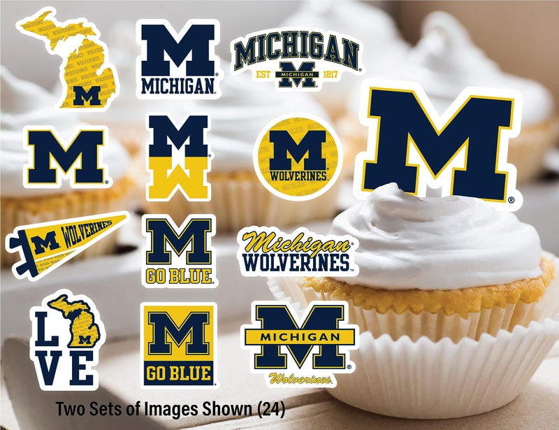 PartyKandy Michigan Wolverines Cupcake Toppers (24 Pcs) University of Michigan Party Supplies for Football  Birthday Gift  Graduation Party Decorations (Michigan Wolverines) - Image 4
