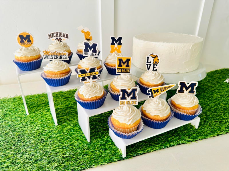 PartyKandy Michigan Wolverines Cupcake Toppers (24 Pcs) University of Michigan Party Supplies for Football  Birthday Gift  Graduation Party Decorations (Michigan Wolverines) - Image 3