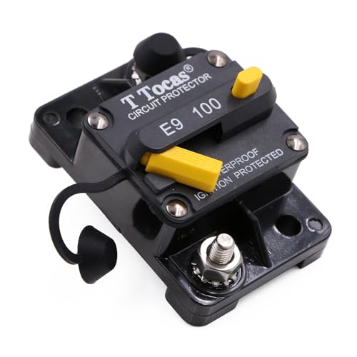 T Tocas Hi Amp 100A Car Circuit Breaker with Manual Reset DC12V 48V for Boat Marine Solar Battery System RV Truck Automotive Audio Waterproof IP67 Switchable - Image 1
