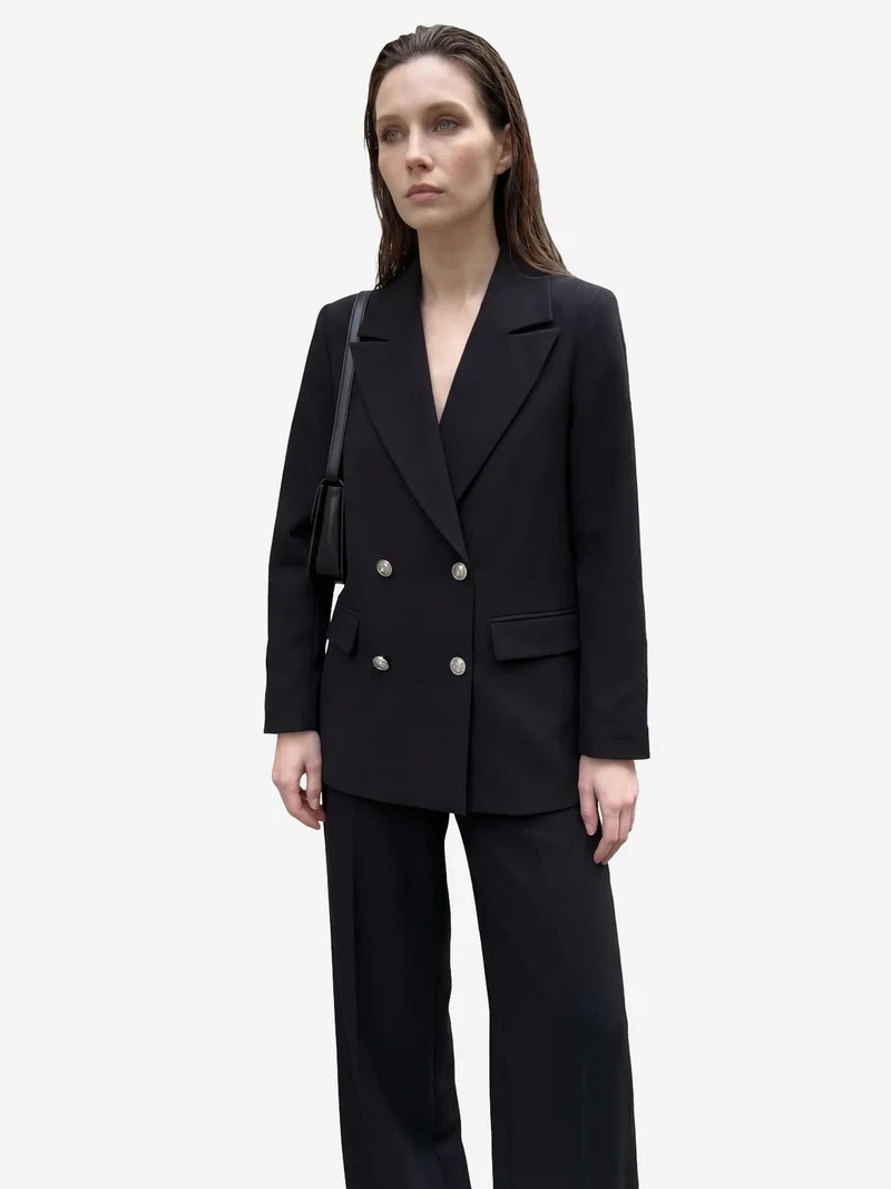 MY FASHION Black MY FASHION Buttoned Blazer Jacket for Women | Best Price UAE