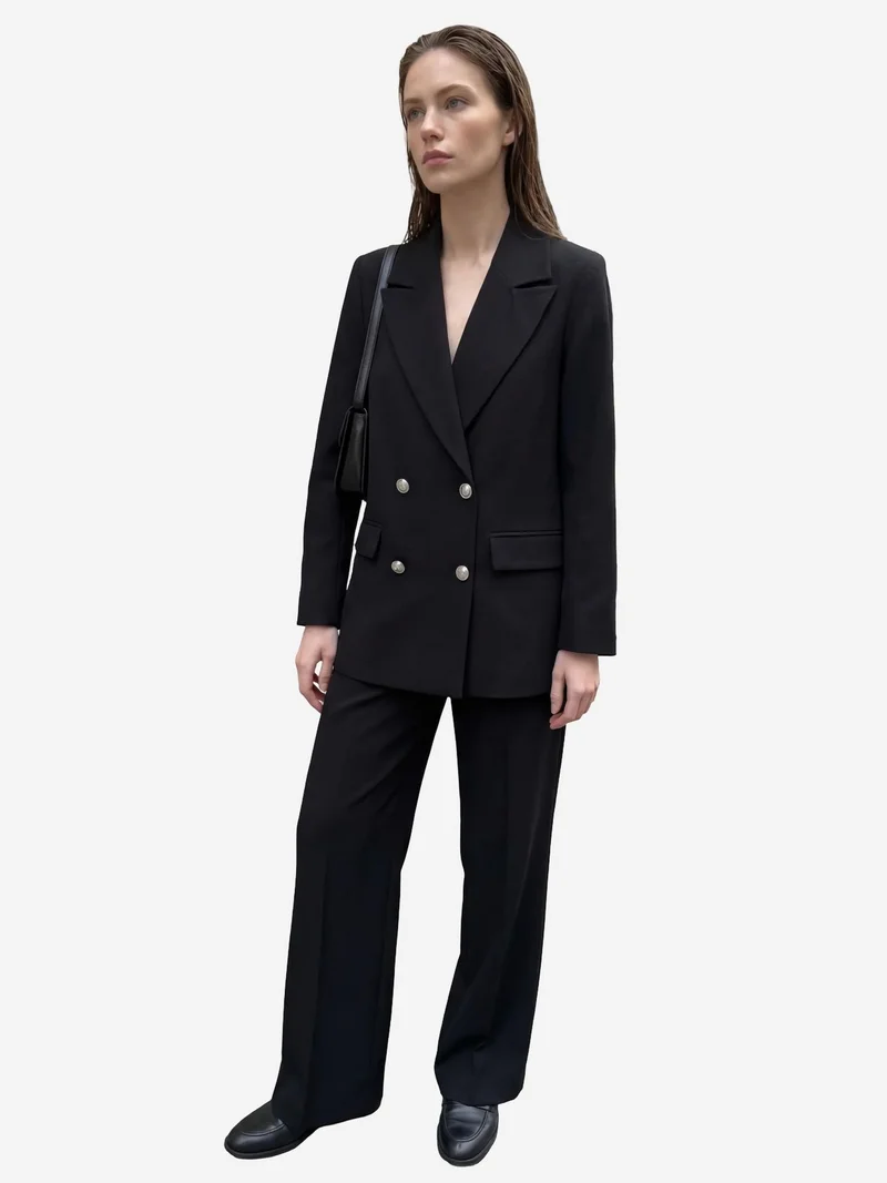 MY FASHION Black MY FASHION Buttoned Blazer Jacket for Women | Best Price UAE