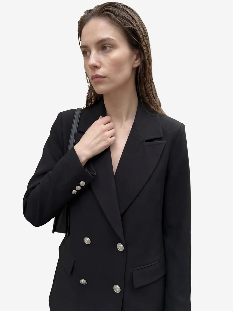 MY FASHION Black MY FASHION Buttoned Blazer Jacket for Women | Best Price UAE