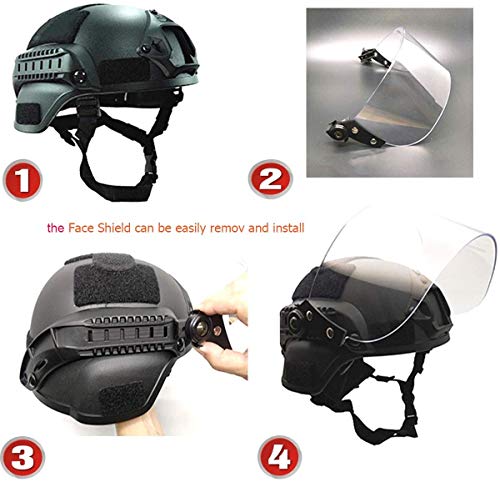 Koyheng Airsoft MICH 2000 ACH Tactical Helmet with Clear Visor NVG Mount and Side Rail - Image 5