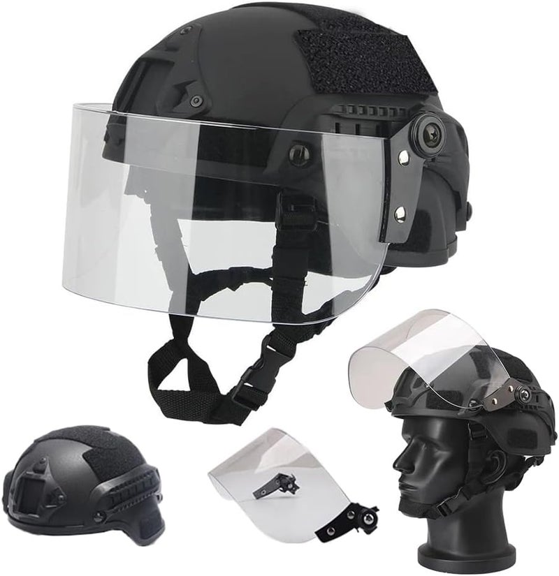 Koyheng Airsoft MICH 2000 ACH Tactical Helmet with Clear Visor NVG Mount and Side Rail - Image 1