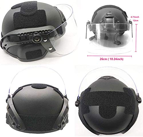 Koyheng Airsoft MICH 2000 ACH Tactical Helmet with Clear Visor NVG Mount and Side Rail - Image 4