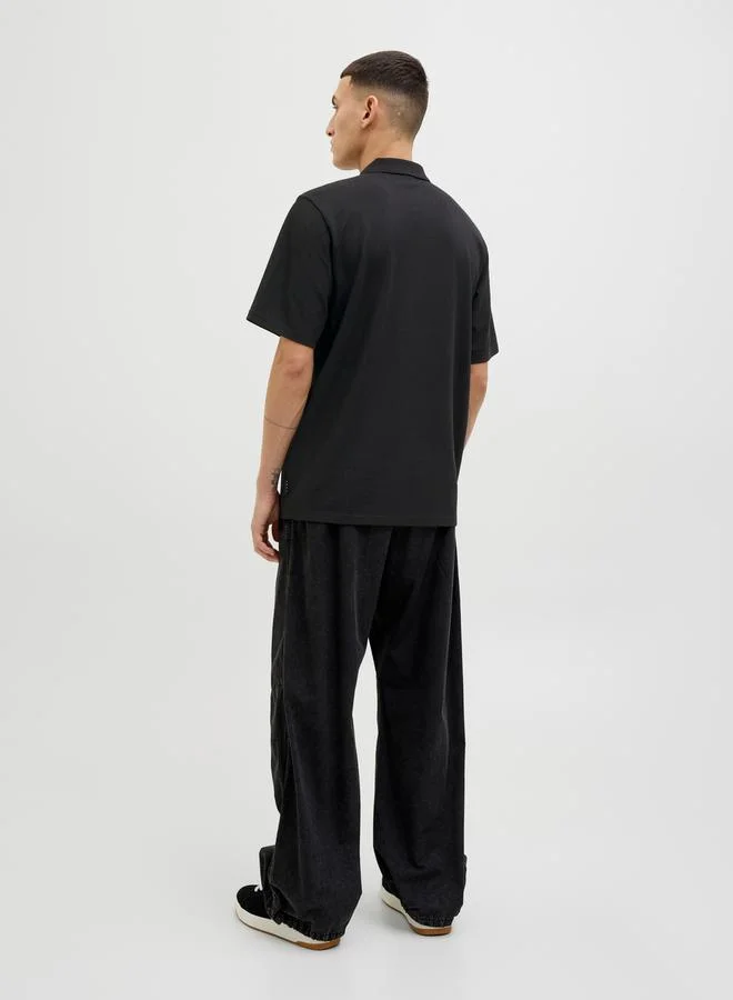 JACK & JONES Textured Badge Detail Regular Fit Polo T-Shirt