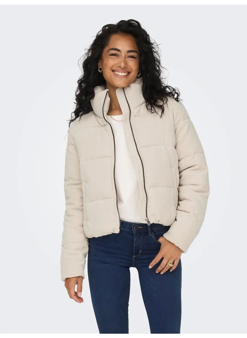 اونلي High Collar Beige Women's Coat 15304768