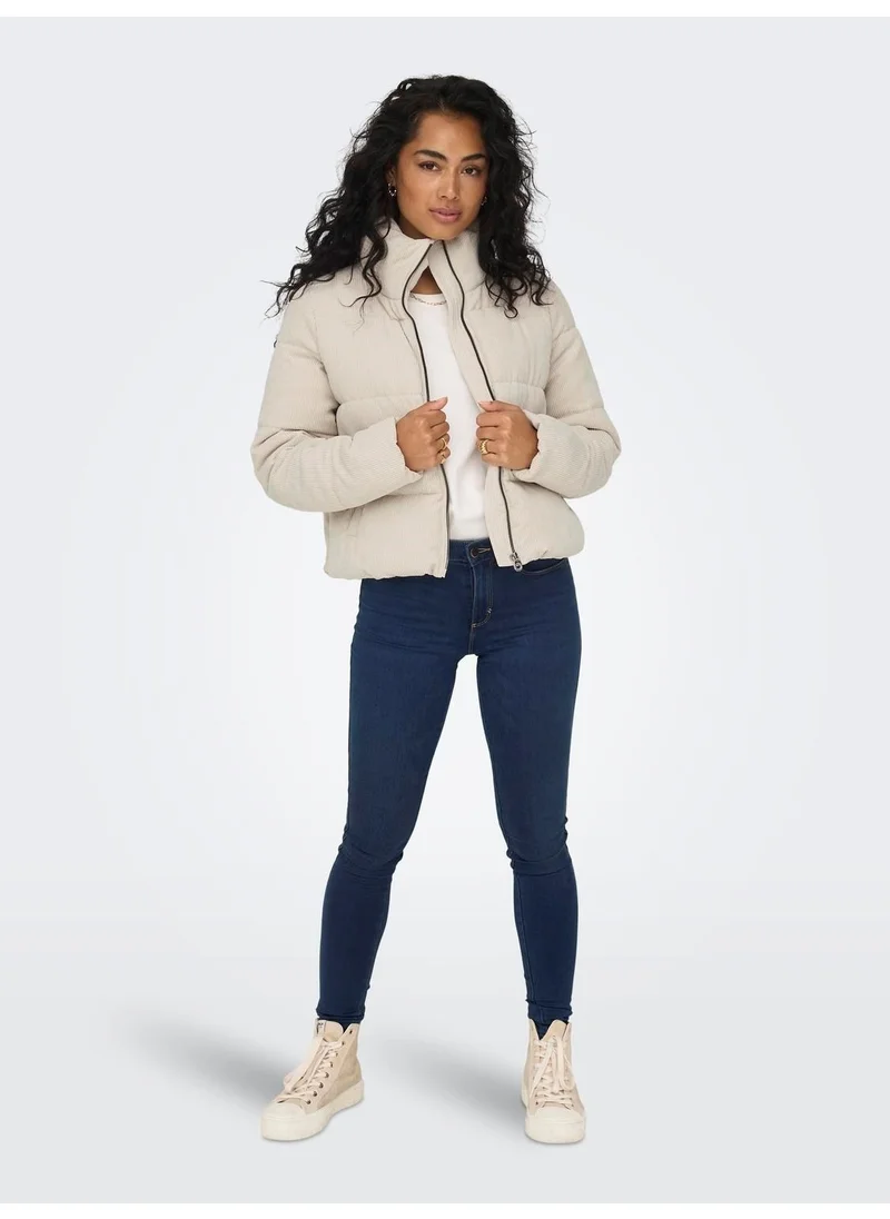 اونلي High Collar Beige Women's Coat 15304768