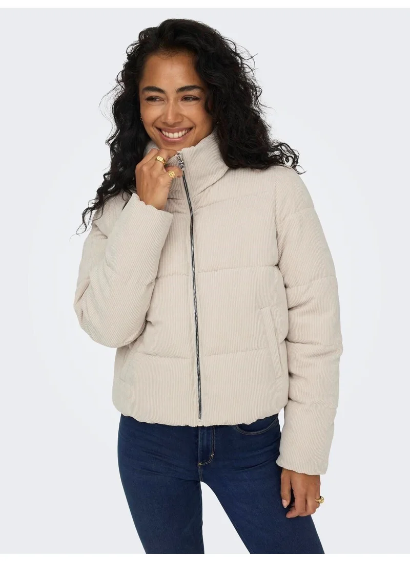 اونلي High Collar Beige Women's Coat 15304768