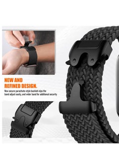 SZOXST Compatible for Apple Watch Band 42mm 41mm 40mm 38mm Elastic Nylon Braided Secure & Comfortable Stretchy Strap for Women Men,Parachute Buckle Bands for iWatch Series 10 9 8 7 6 5 4 3 SE Black  - Image 2