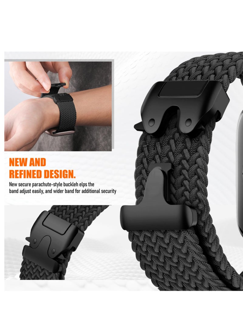 SZOXST Compatible for Apple Watch Band 42mm 41mm 40mm 38mm Elastic Nylon Braided Secure & Comfortable Stretchy Strap for Women Men,Parachute Buckle Bands for iWatch Series 10 9 8 7 6 5 4 3 SE Black  - Image 2