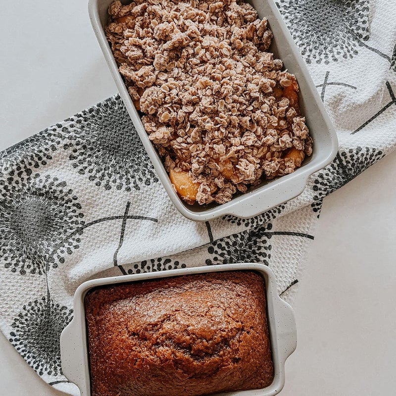 Mora Ceramic Set of 2 Baking Dishes For Casserole Banana Bread Brownies Broiling Roasting and Baking 7x11 in and Loaf Pans  Porcelain Serving Bakeware from Oven to Table Freezer Safe  Grey - Image 5