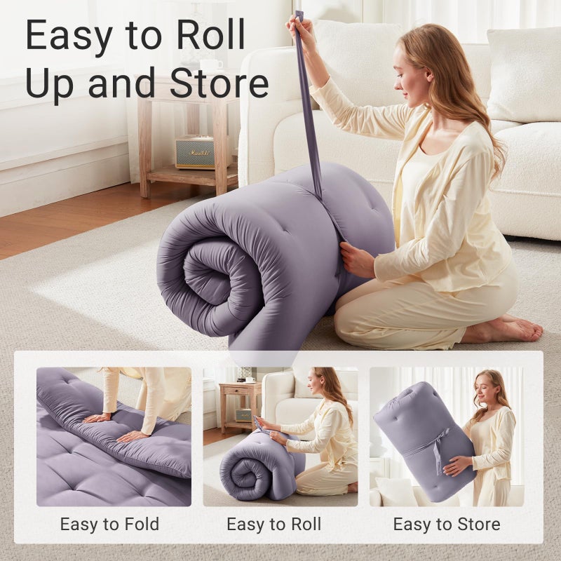 Mollydot Japanese Floor Mattress, Futon Mattress Queen Size 60"x 80", 2.56" Thicken Tatami Mattress, Portable Foldable Floor Bed, Roll Up Futon Cushion, Suit for Camping Guest Room Dormitory (Grey) - Image 4