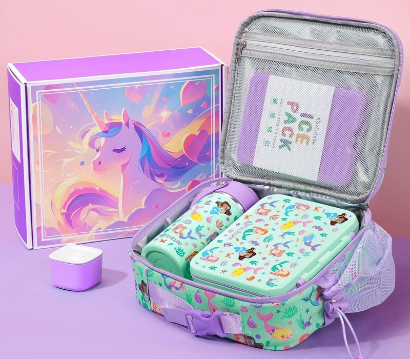Fimibuke Bento Lunch Box for Kids - Toddler Snack Bento Box Container with 3 Compartments, Stainless Steel Water Bottle, Insulated Lunch Bag, Ice Pack Set for Ages 3-12 Girl Boy Daycare Back to School - Image 3