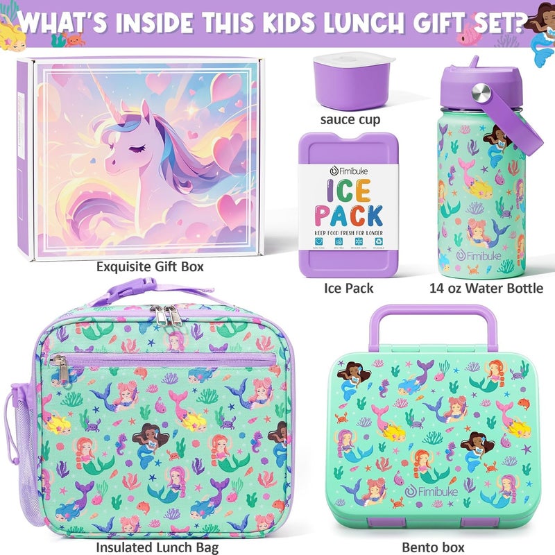Fimibuke Bento Lunch Box for Kids - Toddler Snack Bento Box Container with 3 Compartments, Stainless Steel Water Bottle, Insulated Lunch Bag, Ice Pack Set for Ages 3-12 Girl Boy Daycare Back to School - Image 2