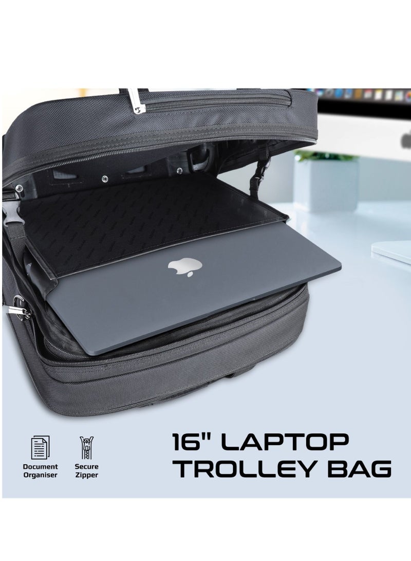 بروميت حقيبة كمبيوتر محمول مقاس 16 بوصة بعجلات ،  مقاومة للماء مع حزام كتف ، مقصورات كبيرة متعددة ، عجلات متينة وتصميم خفيف الوزن لأجهزة الكمبيوتر المحمول والأجهزة اللوحية - Image 2