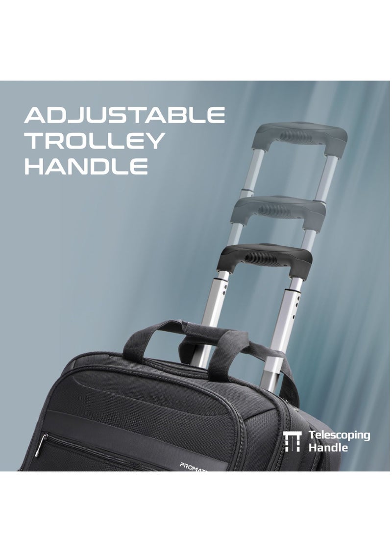 بروميت حقيبة كمبيوتر محمول مقاس 16 بوصة بعجلات ،  مقاومة للماء مع حزام كتف ، مقصورات كبيرة متعددة ، عجلات متينة وتصميم خفيف الوزن لأجهزة الكمبيوتر المحمول والأجهزة اللوحية - Image 5