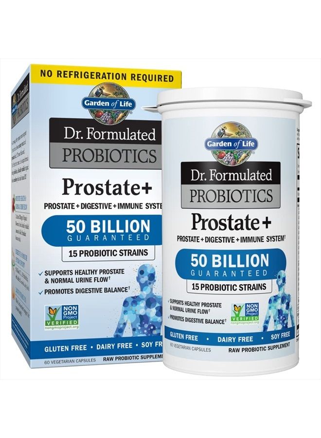 Garden of Life Dr. Formulated Probiotics Prostate+ - Acidophilus and Probiotic Supports Healthy Prostate and Digestive Balance - Gluten, Dairy, and Soy-Free - 60 Vegetarian Capsules - Image 1