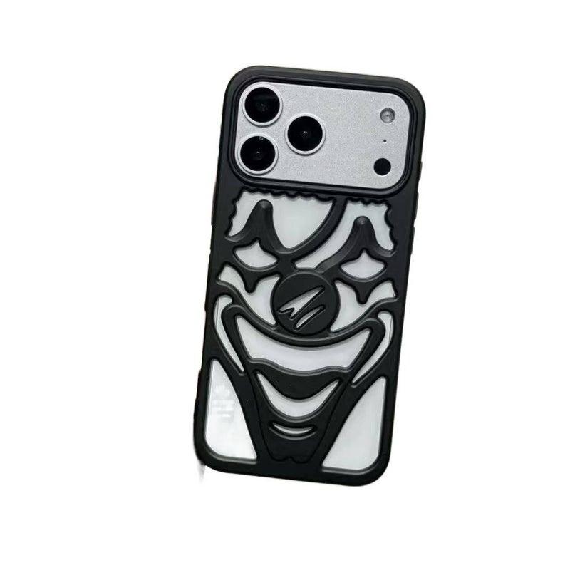 غطاء واقي بTPU لـ iPhone 17 / 17 Air / 17 Pro / 17 Pro Max مع لمسة نهائية غير لامعة وتصميم مجوف مع نقش المهرج مع لمسة نهائية مطلية بالكهرباء باللون Matte Black من مادة TPU باللون. - Image 1