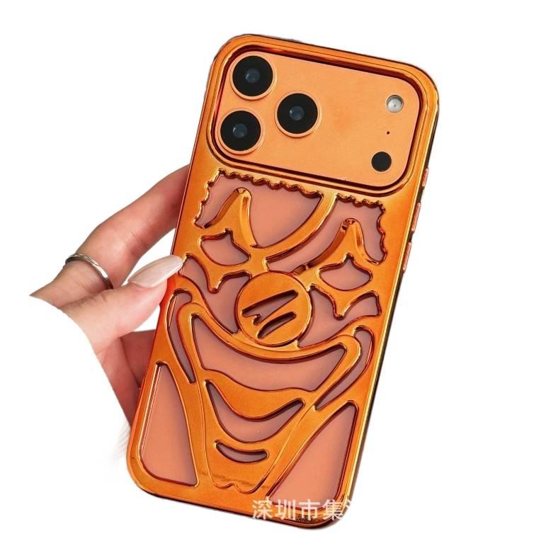غطاء واقي بTPU لـ iPhone 17 / 17 Air / 17 Pro / 17 Pro Max مع لمسة نهائية غير لامعة وتصميم مجوف مع نقش المهرج مع لمسة نهائية مطلية بالكهرباء باللون Matte Black من مادة TPU باللون. - Image 3