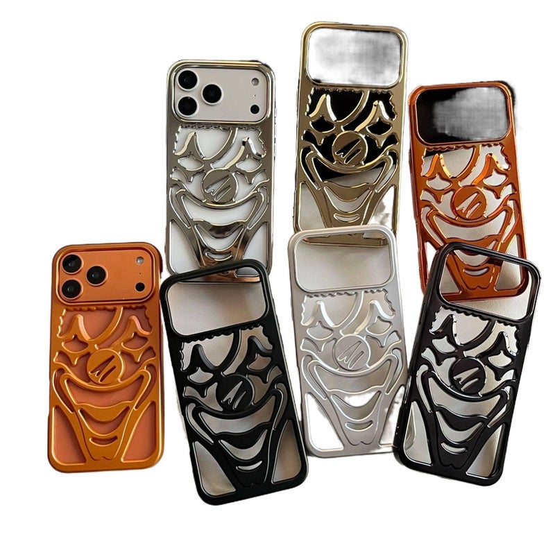 غطاء واقي بTPU لـ iPhone 17 / 17 Air / 17 Pro / 17 Pro Max مع لمسة نهائية غير لامعة وتصميم مجوف مع نقش المهرج مع لمسة نهائية مطلية بالكهرباء باللون Matte Black من مادة TPU باللون. - Image 4
