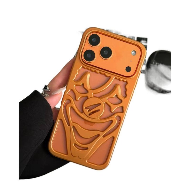 غطاء واقي بTPU لـ iPhone 17 / 17 Air / 17 Pro / 17 Pro Max مع لمسة نهائية غير لامعة وتصميم مجوف مع نقش المهرج مع لمسة نهائية مطلية بالكهرباء باللون Matte Black من مادة TPU باللون. - Image 2