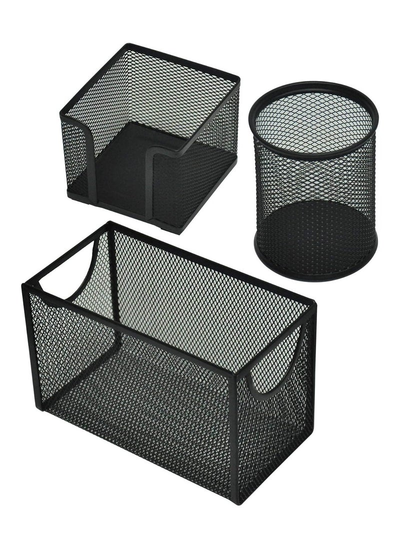 FIS FIS Metal Mesh Office Set, 3 Pieces Per Pack, Black Color - FSDSB8523 