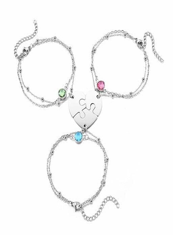 PESOENTH Best Friend friendship Bracelets for 3 Heart Puzzle BFF Matching Bracelets Gifts For best Friends Women Birthday Christmas - Image 2