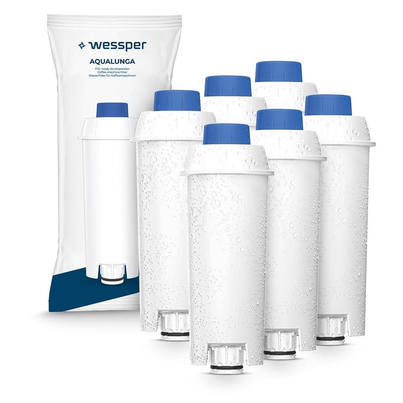 Wessper Coffee Machine Filter Replacement for DeLonghi DLSC002 DeLonghi Water Filter Cartridges Activated Carbon Softener Compatible with DeLonghi ECAM Esam ETAM BCO EC 6Pack