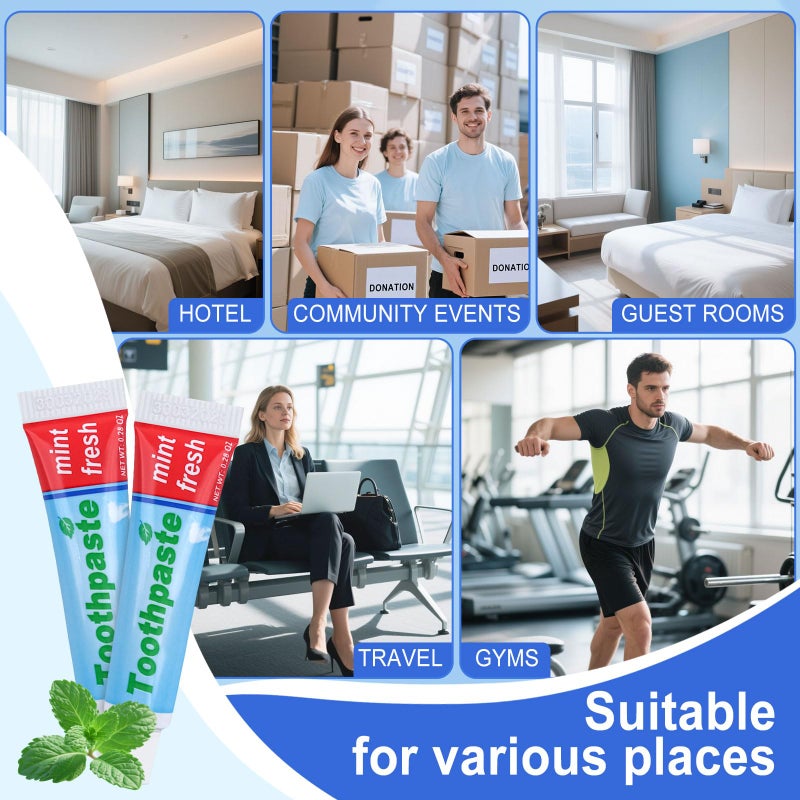 Twoworld 0.28oz Small Toothpaste Travel Size Bulk,Mini Toothpaste Travel,Mint Scent TSA Compliant for Hotel Camping Gym Office School Homeless 40 - Image 4