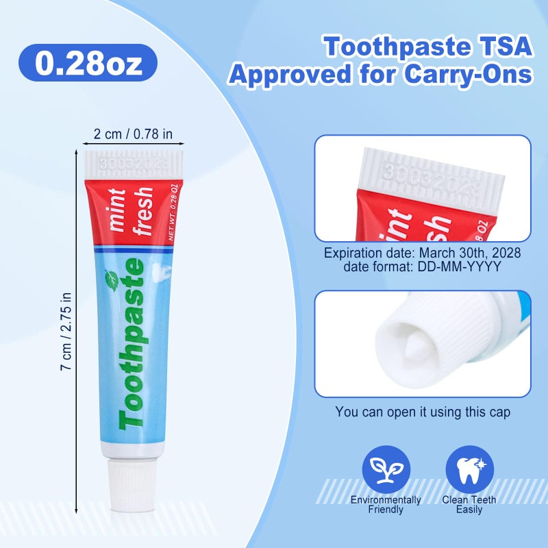 Twoworld 0.28oz Small Toothpaste Travel Size Bulk,Mini Toothpaste Travel,Mint Scent TSA Compliant for Hotel Camping Gym Office School Homeless 40 - Image 2