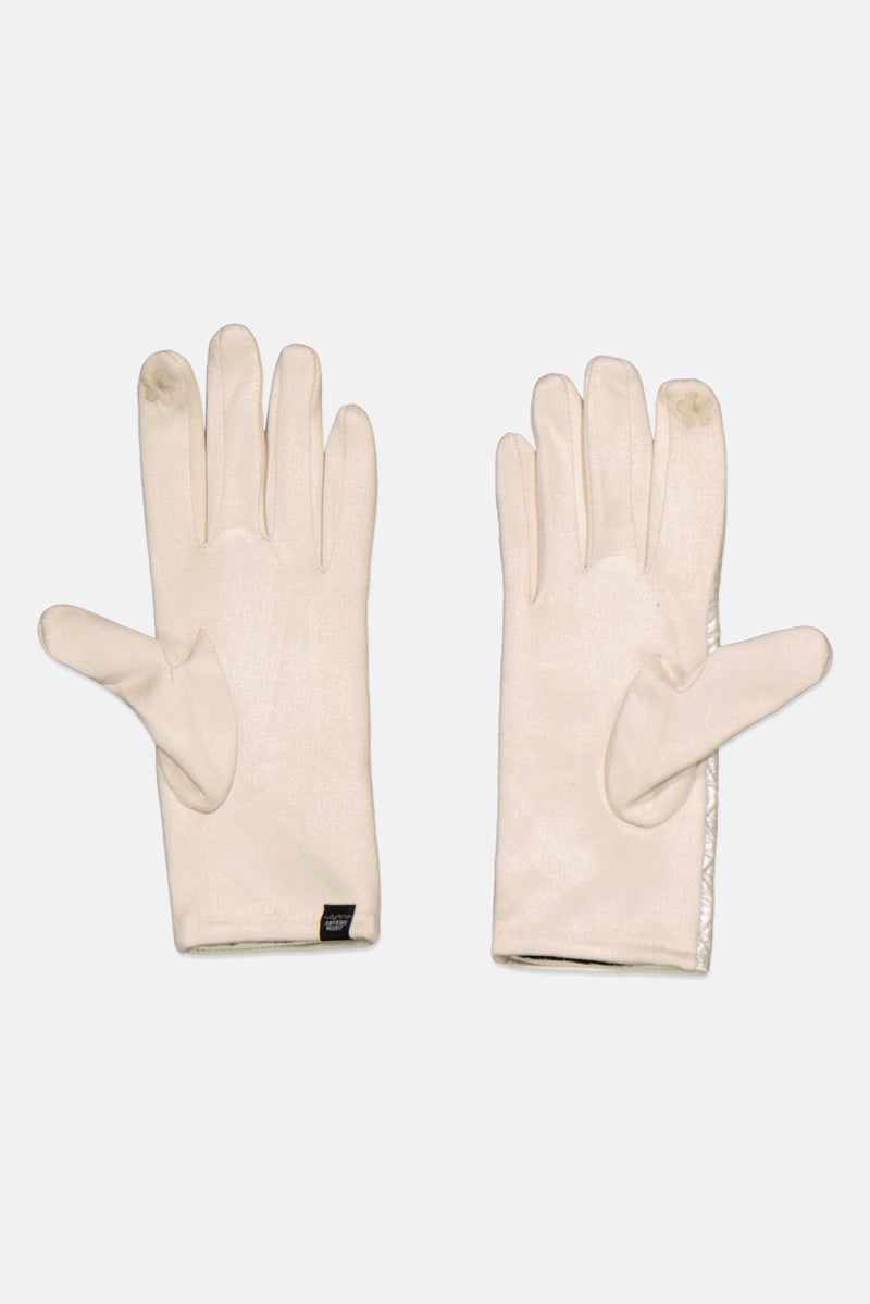 Justin Gregory Women 1 Pair Studded Puffer Gloves, Off White - Image 2