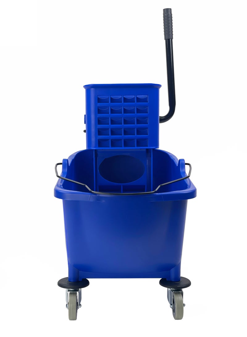 Gator Mop Bucket & Side-Press Wringer | 360-Degree Rotating Swivel Wheels | Large Water Chamber | Suitable For Restaurants, Offices, Halls, Communal Spaces, Hotels, & Homes | 32 Liters | Blue - Image 2