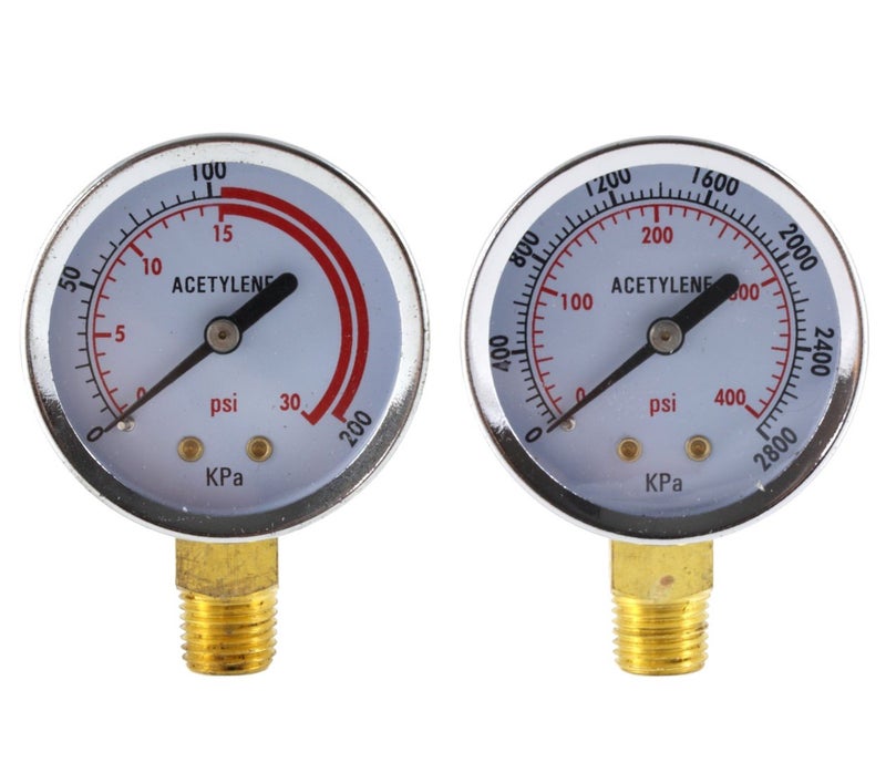Sa - Low and High Pressure Gauges for Acetylene Regulator - 2 inches (Pair) - Image 1