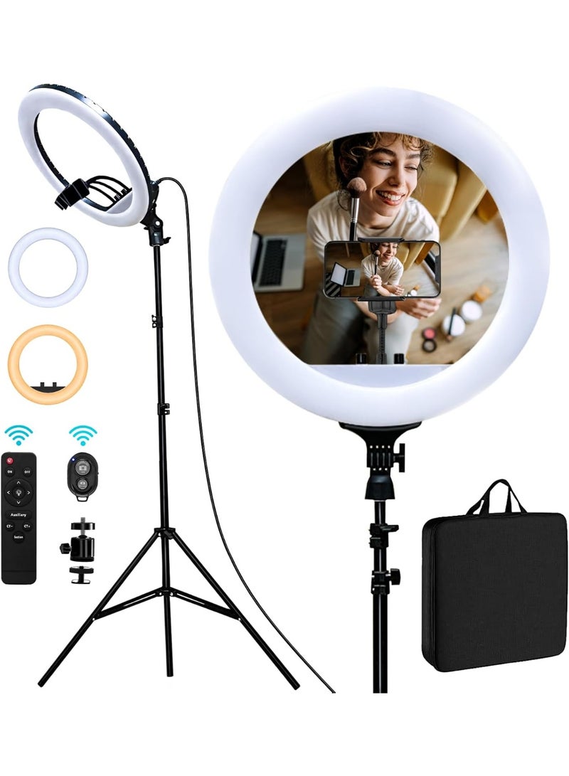 14-Inch Professional LED Ring Light – Adjustable Tripod, Dimmable Brightness & Color Control for Makeup, Photography & Video Content - Image 1