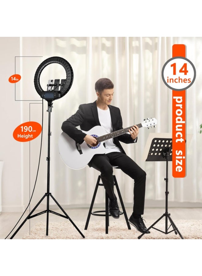 14-Inch Professional LED Ring Light – Adjustable Tripod, Dimmable Brightness & Color Control for Makeup, Photography & Video Content - Image 2