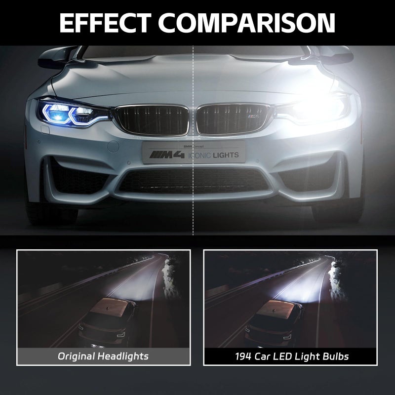 Hbxdeco 30PCS 194 Car LED Light Bulbs, T10 Interior Lights Bulb Replacement, Error Free 168 2825 W5W Wedge COB LED Bulbs, Universal for Car Dome Map Door Courtesy License Plate Light (White) - Image 5