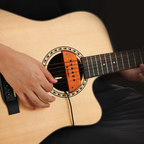 Donner Acoustic Guitar Pickup, Guitar Pickups Active Mahogany Soundhole Pickup with Mic Adjustable Heads Humbucker - Image 2