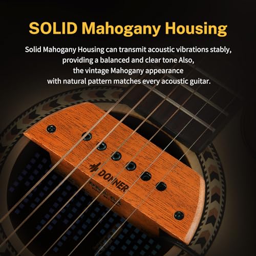 Donner Acoustic Guitar Pickup, Guitar Pickups Active Mahogany Soundhole Pickup with Mic Adjustable Heads Humbucker - Image 4